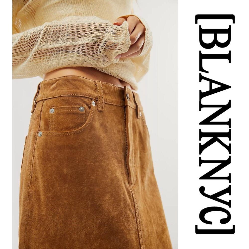 BlankNYC × Free People -Suede Midi Skirt- Tan - Size 24 - Picture 7 of 12